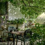 gardening month | photo of a garden with a patio set